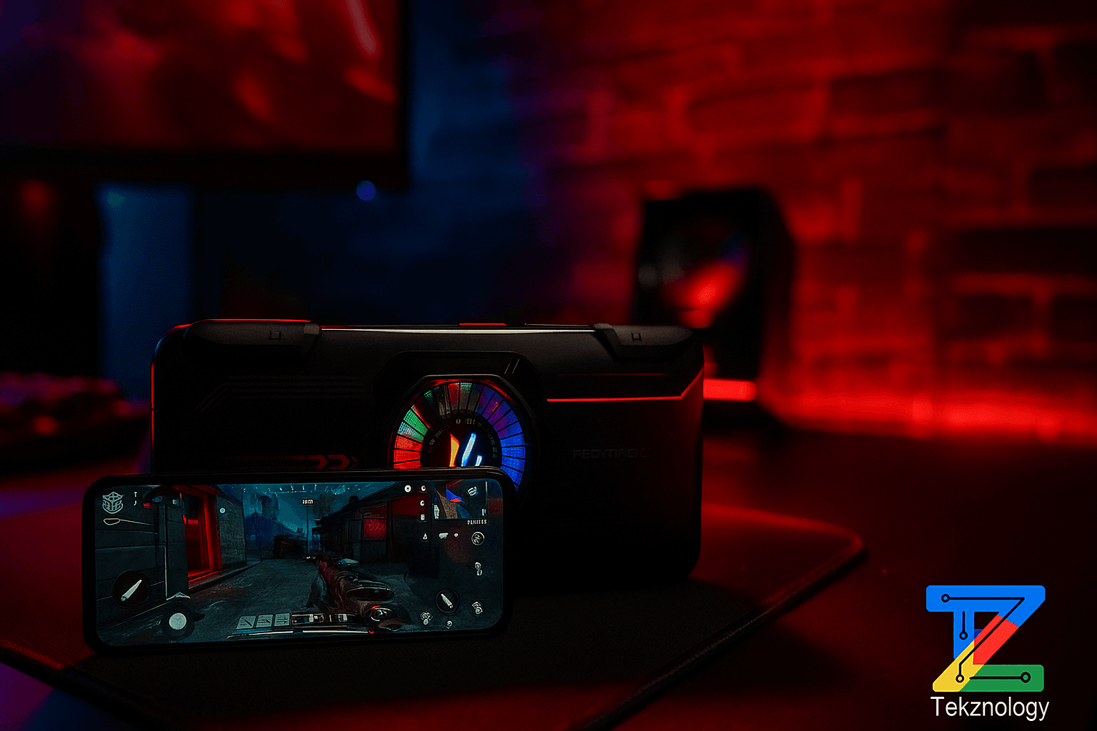 RedMagic 10 Pro with visible shoulder triggers and game running