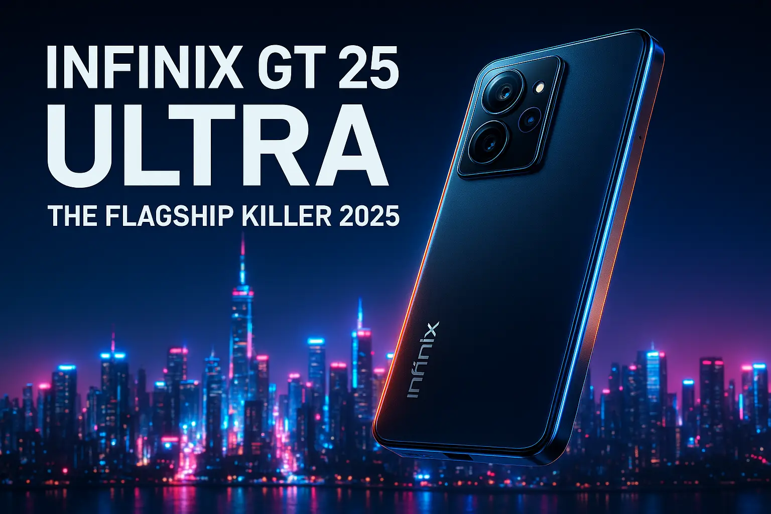 High-resolution Infinix GT 25 Ultra promotional image with futuristic design