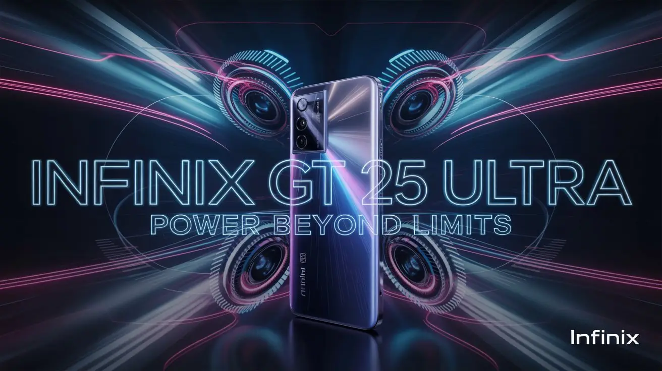 Infinix GT 25 Ultra promotional image with futuristic design