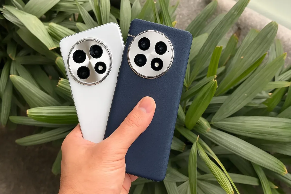 Holding OnePlus 15 smartphone with expected model of OnePlus