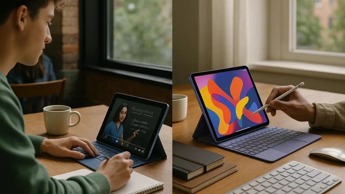 iPad vs iPad Air 2025 comparison with Magic Keyboard