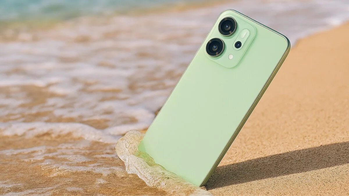 OPPO Reno14 illuminated dramatically in low light