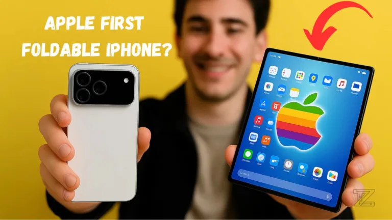 Person holding Apple First Foldable iPhone expected launch Fall 2026, showcasing large inner screen in realistic setting