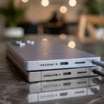 Two smartphones with stylus on table