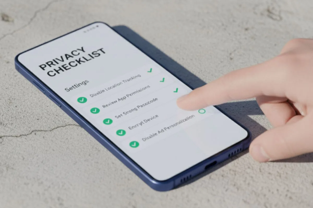 Privacy check — what to change on your new phone before you sign in - new phone privacy, Android privacy checklist, iPhone privacy settings, MFA setup, permission manager